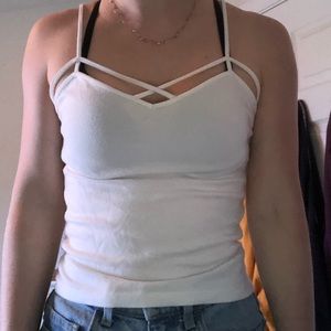 White tight tank top